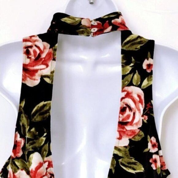 Show Me Your Mumu Friday Choker Dress Velvet Floral Black Red M NWT - Picture 7 of 8